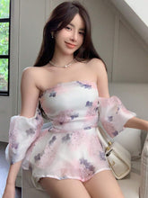 Floral Print Off Shoulder Ruffle Hem Blouse